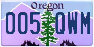 OR license plate 005QWM