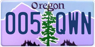 OR license plate 005QWN