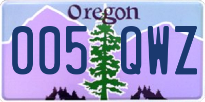 OR license plate 005QWZ