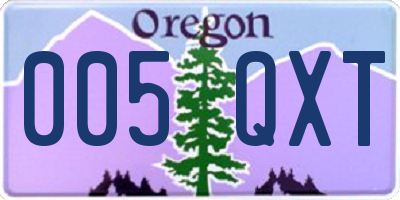 OR license plate 005QXT