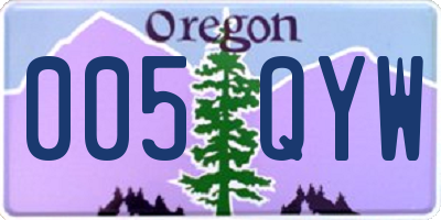 OR license plate 005QYW