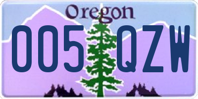 OR license plate 005QZW