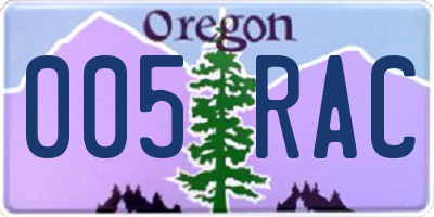 OR license plate 005RAC