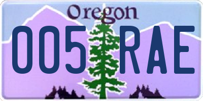 OR license plate 005RAE