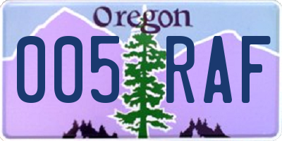 OR license plate 005RAF