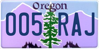 OR license plate 005RAJ