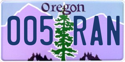 OR license plate 005RAN