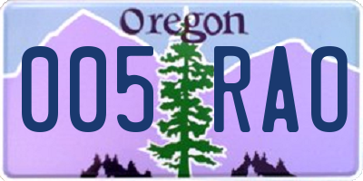 OR license plate 005RAO