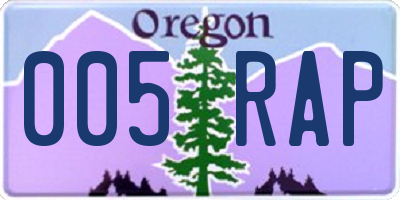 OR license plate 005RAP