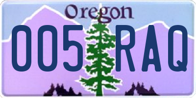 OR license plate 005RAQ