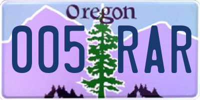 OR license plate 005RAR