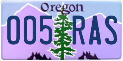 OR license plate 005RAS