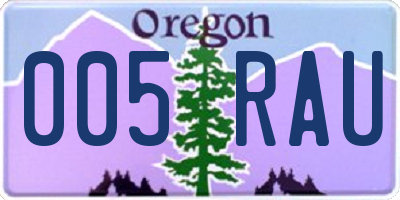 OR license plate 005RAU
