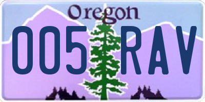 OR license plate 005RAV