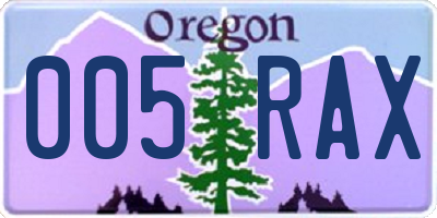 OR license plate 005RAX