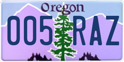 OR license plate 005RAZ