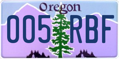 OR license plate 005RBF