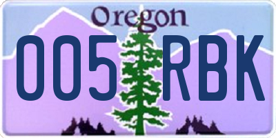 OR license plate 005RBK
