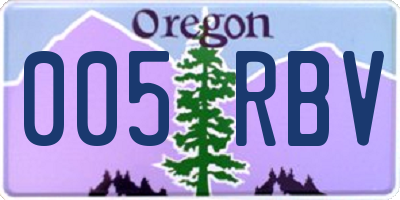 OR license plate 005RBV