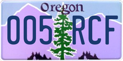 OR license plate 005RCF