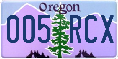 OR license plate 005RCX