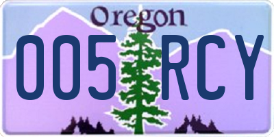 OR license plate 005RCY