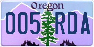 OR license plate 005RDA