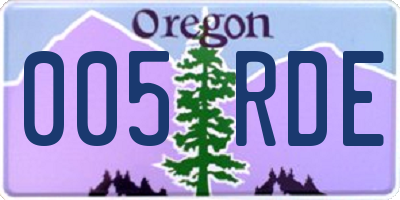 OR license plate 005RDE