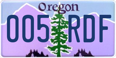 OR license plate 005RDF
