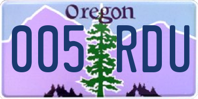 OR license plate 005RDU
