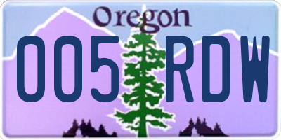 OR license plate 005RDW