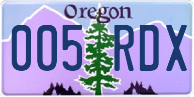 OR license plate 005RDX