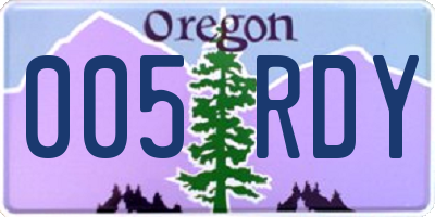 OR license plate 005RDY