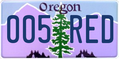 OR license plate 005RED