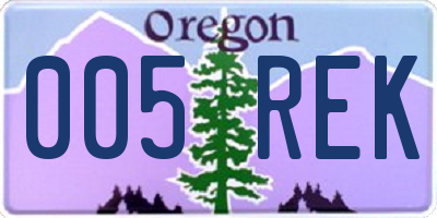 OR license plate 005REK