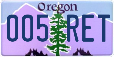 OR license plate 005RET