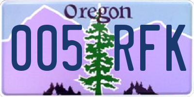 OR license plate 005RFK