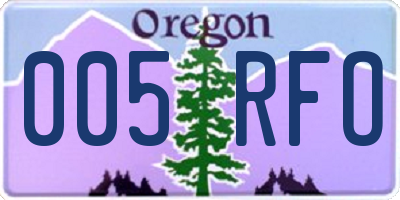 OR license plate 005RFO