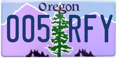 OR license plate 005RFY