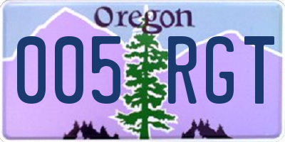 OR license plate 005RGT