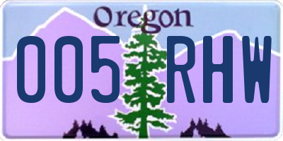 OR license plate 005RHW