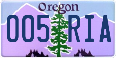 OR license plate 005RIA
