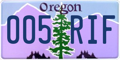 OR license plate 005RIF