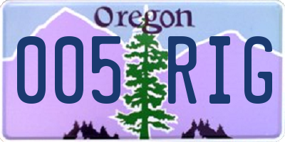 OR license plate 005RIG