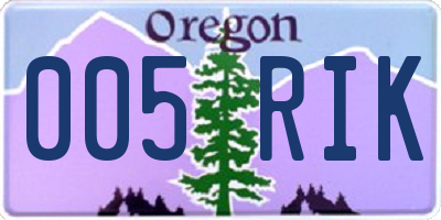 OR license plate 005RIK