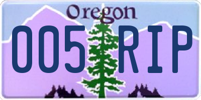 OR license plate 005RIP