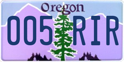 OR license plate 005RIR