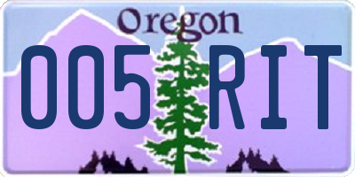 OR license plate 005RIT