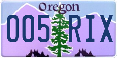 OR license plate 005RIX