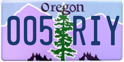 OR license plate 005RIY
